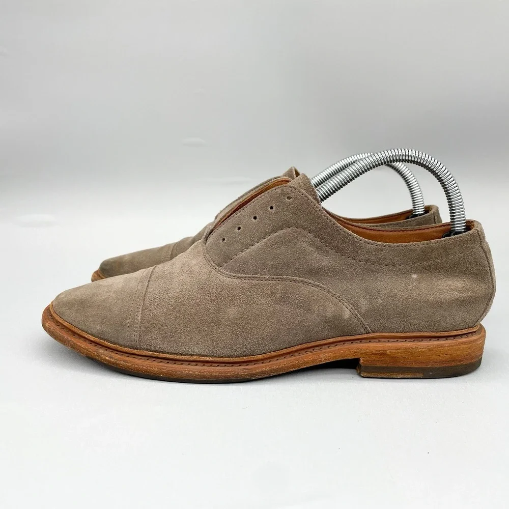 Frye Mens 7D Paul Bal‎ Cap Toe Oxfords Shoes Gray Suede Casual Slip On Loafer